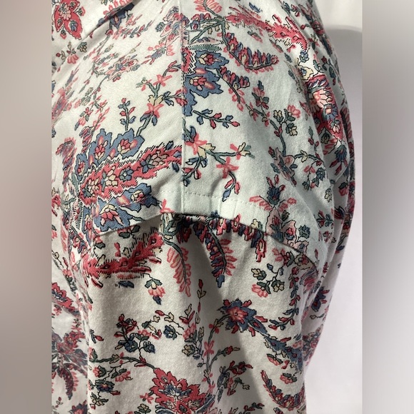 Chaps Woman’s Blouse Size XXL Color White w Floral Print 3/4 Sleeves Button Up - Picture 5 of 13